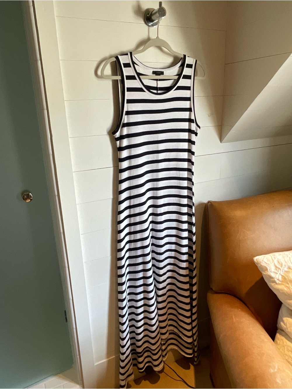 J. Crew Black and White Striped Tank Maxi Dress